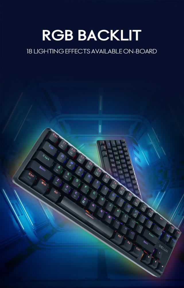 Клавиатура Delux KM32 механична геймърска USB Type-C/Bluetooth v5.0 Rainbow RGB LED