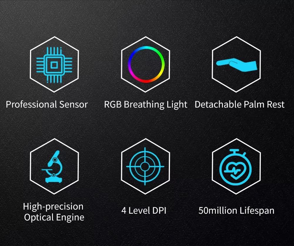 Мишка DELUX M629BU PMW3327 USB RGB