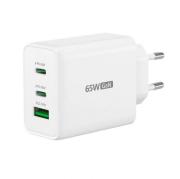 Мрежово зарядно 220V  j5create JUP3365E 65W, 3 порта, USB-C, USB-A