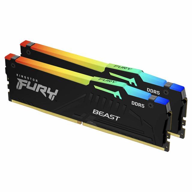 Памет Kingston FURY Beast Black RGB 64GB(2x32GB) DDR5 PC5-44800 5600MHz CL40 KF556C40BBAK2-64