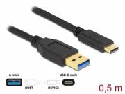 Кабел Delock USB-C мъжко - USB 3.2 A мъжко, 0.5 м