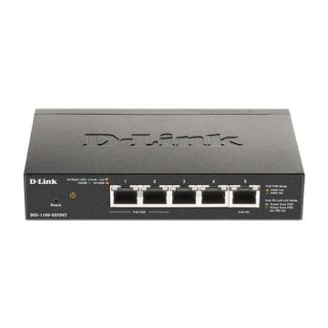 Суич D-Link DGS-1100-05PDV2, 5 портов 10/100/1000 Gigabit Smart Switch,PoE, управляем