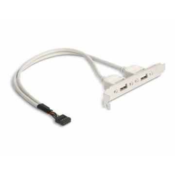 Скоба Delock, За монтаж в PC, USB 10 pin към 2 x USB 2.0 type A