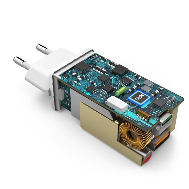 Бързо заряднo HAMA, Gan, 220V, 65W, 1x USB-C PD, 1x USB-A QC, Бял