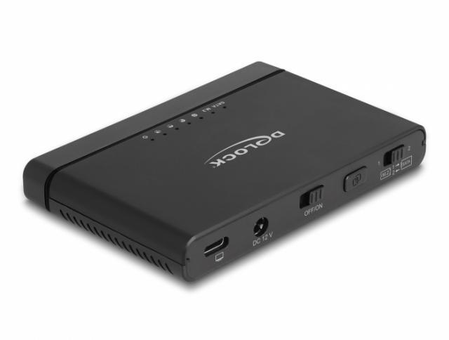 Конвертор Delock, USB-C - 1 x M.2 NVMe SSD + 1 x SATA SSD / HDD, Функция клониране