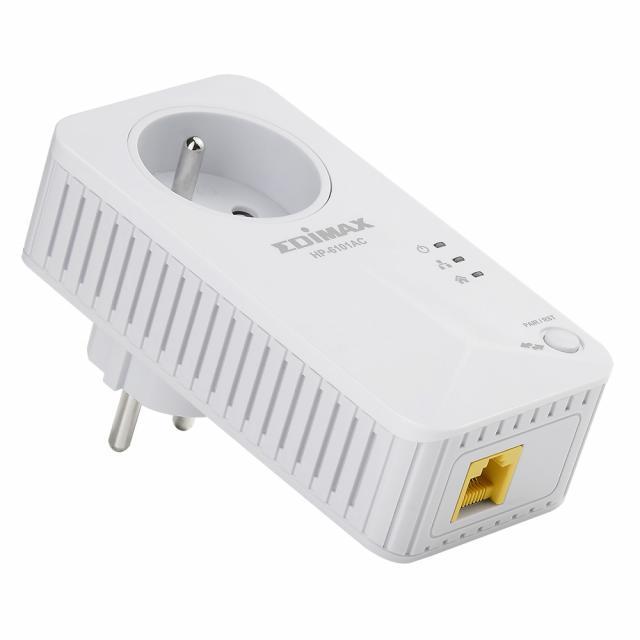 PowerLine адаптер EDIMAX HP-6101ACK, 600Mbps, Ethernet, гнездо за ел.уреди, Комплект 