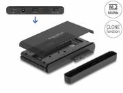 Конвертор Delock, USB-C - 1 x M.2 NVMe SSD + 1 x SATA SSD / HDD, Функция клониране