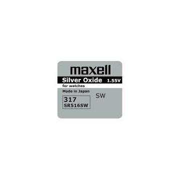 Бутонна батерия сребърна MAXELL SR-516 SW /317/  1.55V