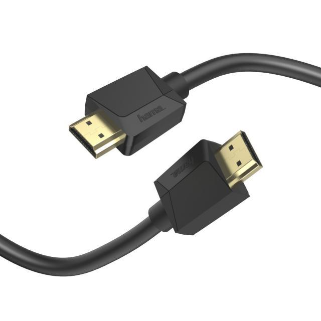 Кабел HAMA High Speed, HDMI мъжко - HDMI мъжко, 8K, 48GB/s, Ethernet , 2 м, Позл. конектори, Черен