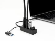 USB хъб Delock, 3.2 Gen 1, 4 x USB-A, USB-C, USB-A конектор, Черен