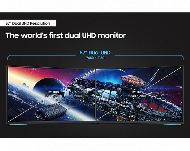 Монитор Samsung Odyssey Neo G9 G95NC 57" Mini-LED Quantum Dot DUAL UHD 7680 x 2160, 240 Hz, 1ms, FreeSync Premium Pro