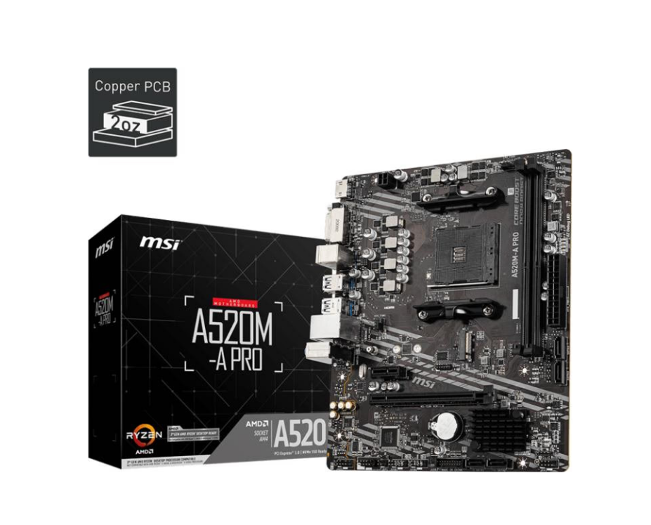 MSI A520M-A PRO AM4 2xDDR4 mATX HDMI DVI USB MB