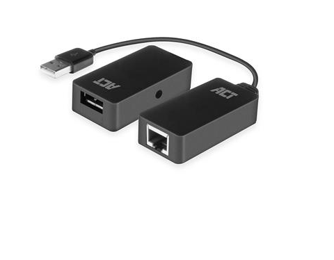 Активен USB удължител ACT AC6063, USB 2.0, UTP до 50 метра, 480 Mbps, Предавателен модул, Приемник и захранващ адаптер