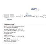 Активен USB удължител ACT AC6063, USB 2.0, UTP до 50 метра, 480 Mbps, Предавателен модул, Приемник и захранващ адаптер