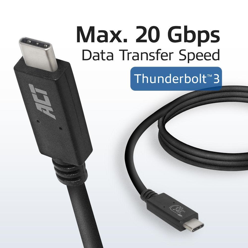 ACT Кабел USB-C - USB-C, 1 м / USB4, 20Gbps, 240W, сертифициран USB-IF