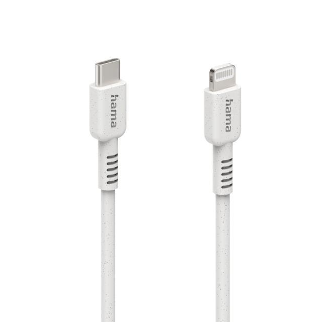 Кабел за зареждане HAMA "Eco", USB-C - Lightning, 1 м, бял