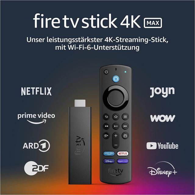 Мултимедиен плеър AMAZON Fire TV Stick Max, Wi-Fi 6, Alexa Voice Remote, Черен