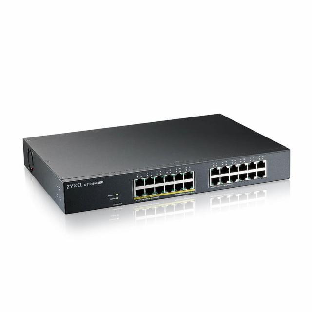 Суич ZyXEL GS1915-24EP, 24-портов, Gigabit, Управляем, Монтаж в шкаф, PoE