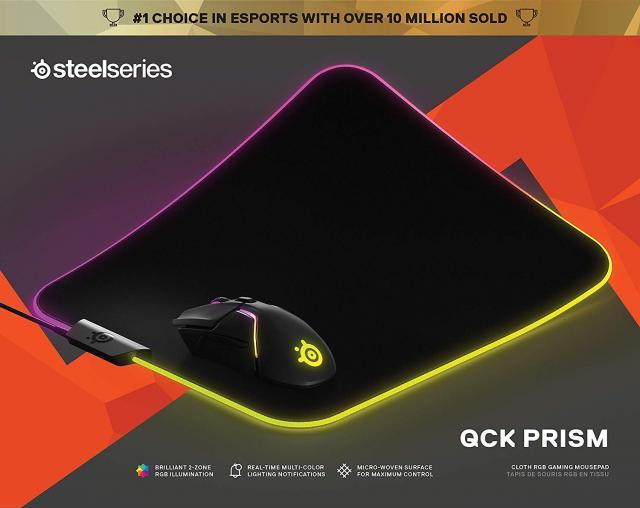 Геймърски пад SteelSeries QcK Prism Cloth - Medium RGB, Черен