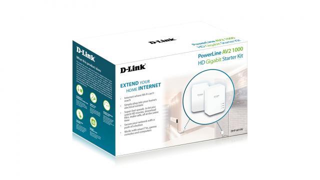 Адаптер D-Link PowerLine AV2 1000 HD Gigabit Starter Kit, 1000 Mbps, 2 бр. в пакет, DHP-601AV/E