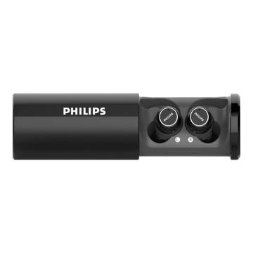 Philips Action Fit True Wireless in-ear headphones, IPX5 waterproof, Portable charging case, UV cleaning. Place earpieces in chargin