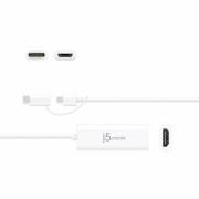 Видео адаптер j5create JUA165C, Android USB  USB-C/USB Micro-B мъжко - HDMI женско, Бял