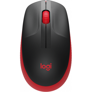 Безжична оптична мишка LOGITECH M190 Full-Size, USB, 1000 dpi, 3 бутона, Червен