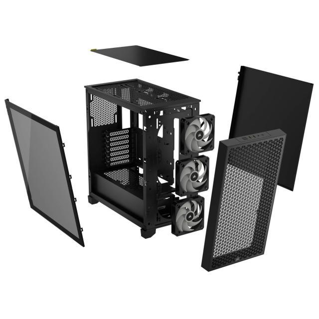 Кутия Corsair 3000D RGB Airflow Mid Tower, Tempered Glass, Черна