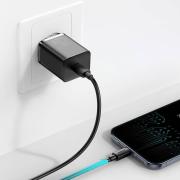 Зарядно устройство Baseus USB-C 20W super-si Quick + Type-C към Lightning кабел 1м, черен