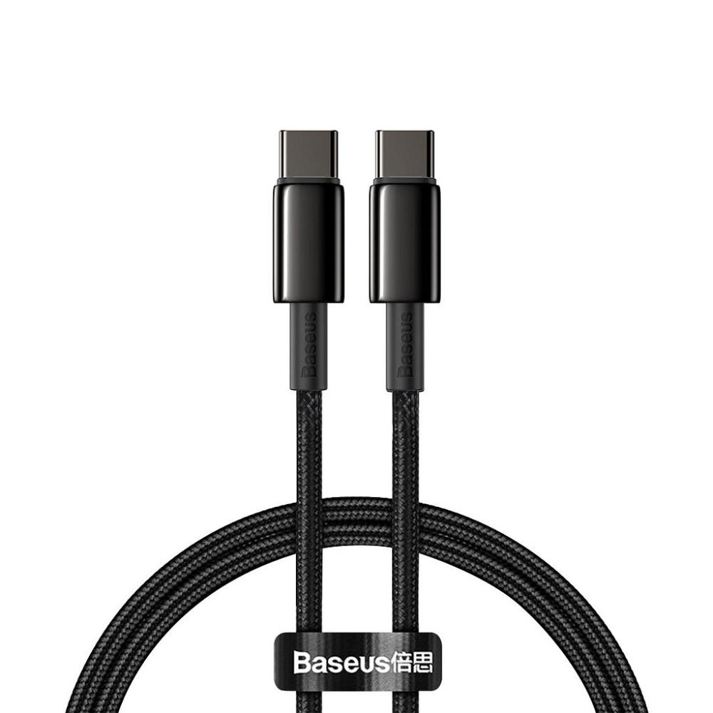 Кабел Baseus Tungsten Gold USB Type-C към USB Type-C, 1м, черен