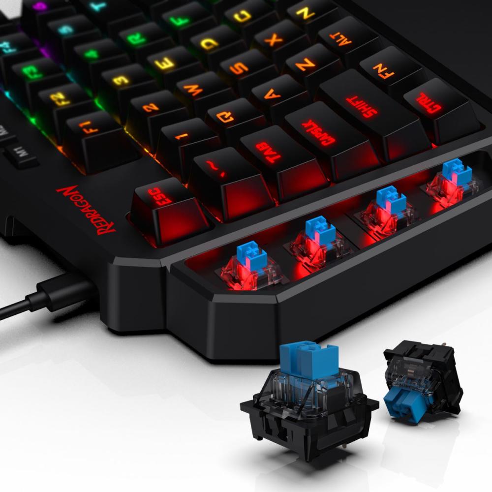 RGB механична геймърска клавиатура за една ръка Redragon Diti K585RGB Blue Switch