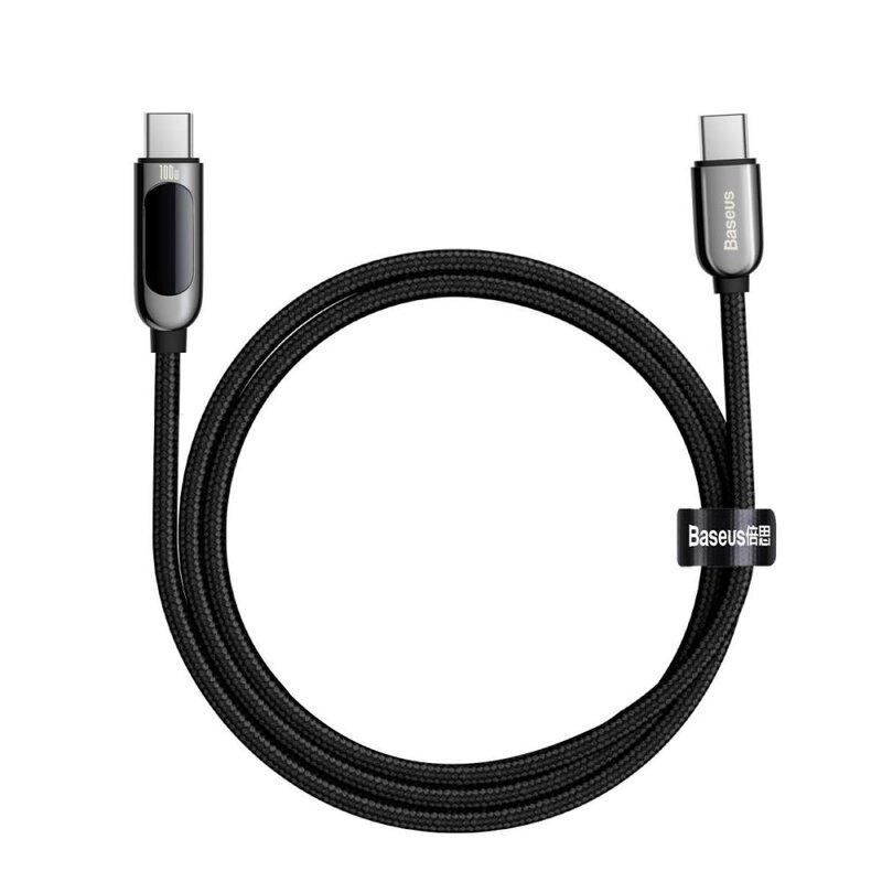 Кабел Baseus USB Type-C към USB Type-C с дисплей, 100W, 5A , 1м