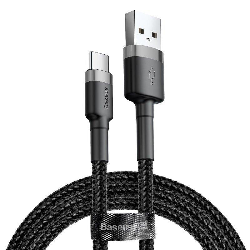 Кабел Baseus Cafule USB-A към USB Type-C, 3A, 0.5м, черен CATKLF-AG1