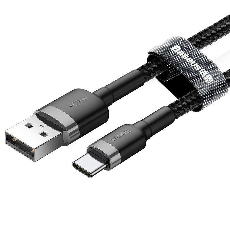 Кабел Baseus Cafule USB-A към USB Type-C, 3A, 0.5м, черен CATKLF-AG1