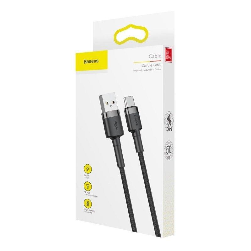 Кабел Baseus Cafule USB-A към USB Type-C, 3A, 0.5м, черен CATKLF-AG1