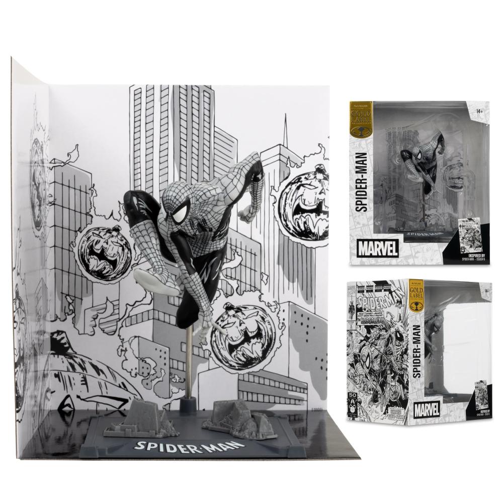 Фигурка FMarvel Spider-Man (Line Art) 1:10th Scale Collectible with Scene (Spider-Man #6) Gold Label