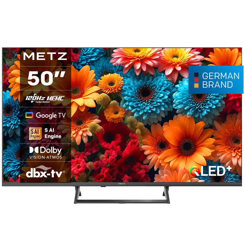 METZ Телевизор 50" UHD QLED SMART TV, 120Hz, 4K, Google TV, 126.0см