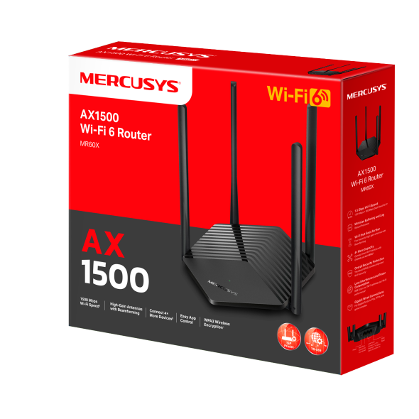 2-лентов WiFi 6 рутер Mercusys MR60X AX1500