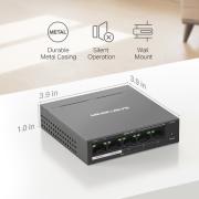 5-портов настолен комутатор Mercusys MS105GP със 4 PoE+ порта