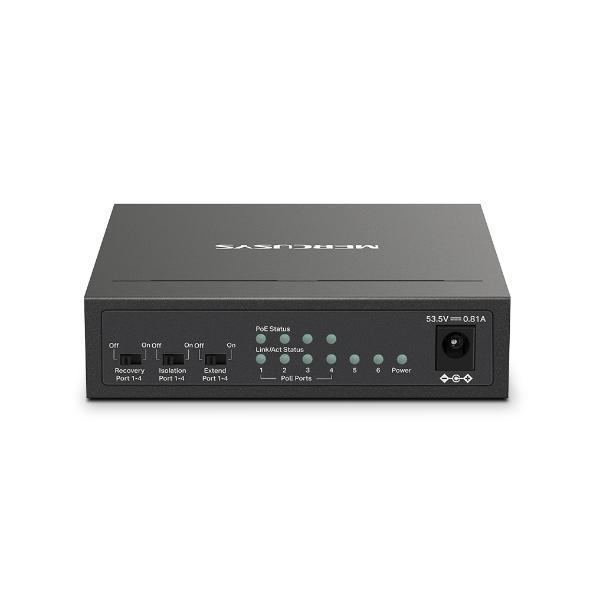 6-портов настолен комутатор Mercusys MS106LP 10/100 Mbps със 4 PoE+ порта