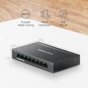 8-портов гигабитов комутатор Mercusys MS108GP със 7 PoE+ порта