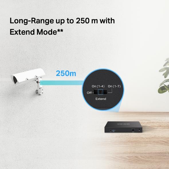 8-портов гигабитов комутатор Mercusys MS108GP със 7 PoE+ порта