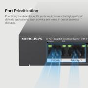 8-портов гигабитов комутатор Mercusys MS108GP със 7 PoE+ порта