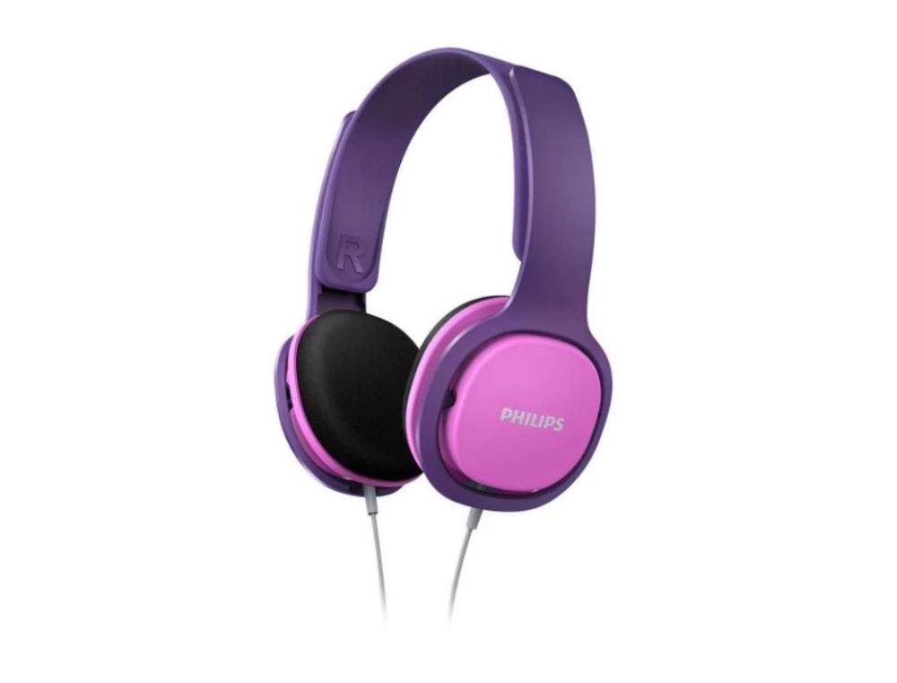 Philips Kids' headphones, sized for kids, maximum volume limited, pink/purple