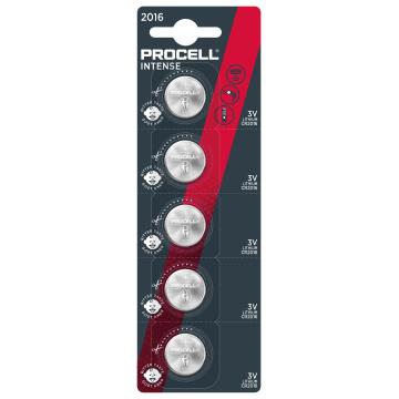 Бутонна батерия DURACELL PROCELL CR2016, 3V, 5 бр. в блистер, Литиева, /цена за 1 батерия/