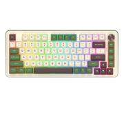 Геймърска механична клавиатура Redragon Cyrus Pro K681CGC-RGB-PRO с Bluetooth и безжична връзка, бяла със зелено и RGB осветление