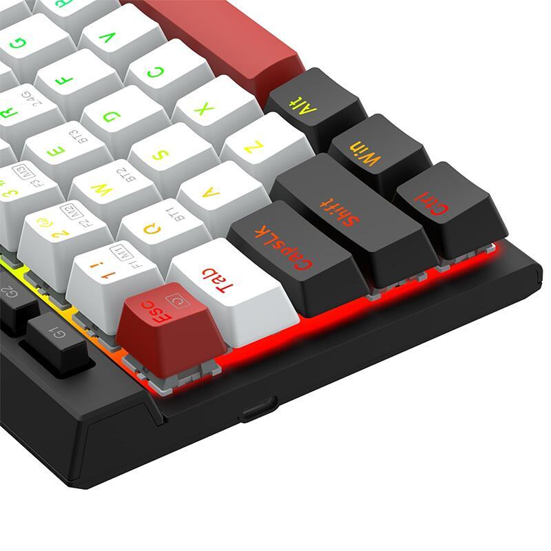 RGB  Bluetooth безжична клавиатура Redragon Magic-Wand Mini PRO бели/черни/червени клавиши и Red Switch, механична - черна