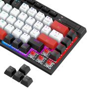 RGB  Bluetooth безжична клавиатура Redragon Magic-Wand Mini PRO бели/черни/червени клавиши и Red Switch, механична - черна