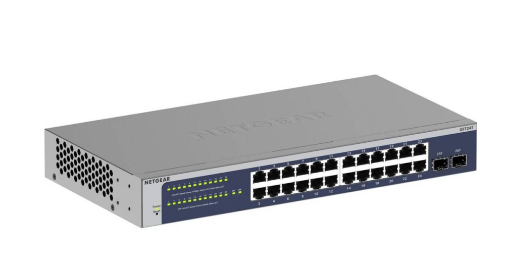 NETGEAR GS724T 24 Port Gigabit Smart Switch 2x combo copper/ SFP Ports Insight Remote/Cloud management