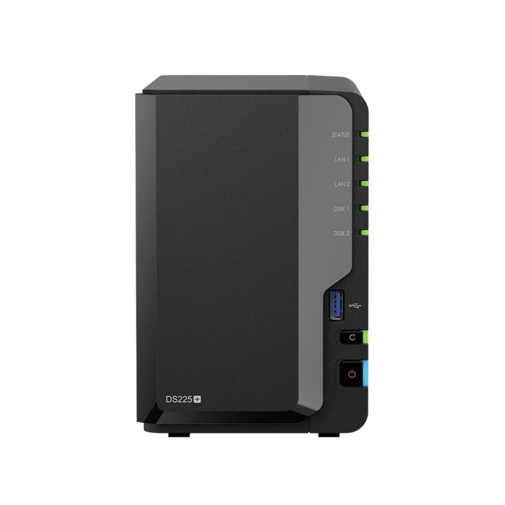 Мрежов сторидж Synology DS225+, за 2 диска, Intel Celeron J4125 , 2GB DDR4 SODIMM